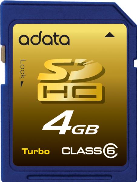 4GB A-Data SDHC CL6 Secure Digital Card Turbo Hi-Speed Series