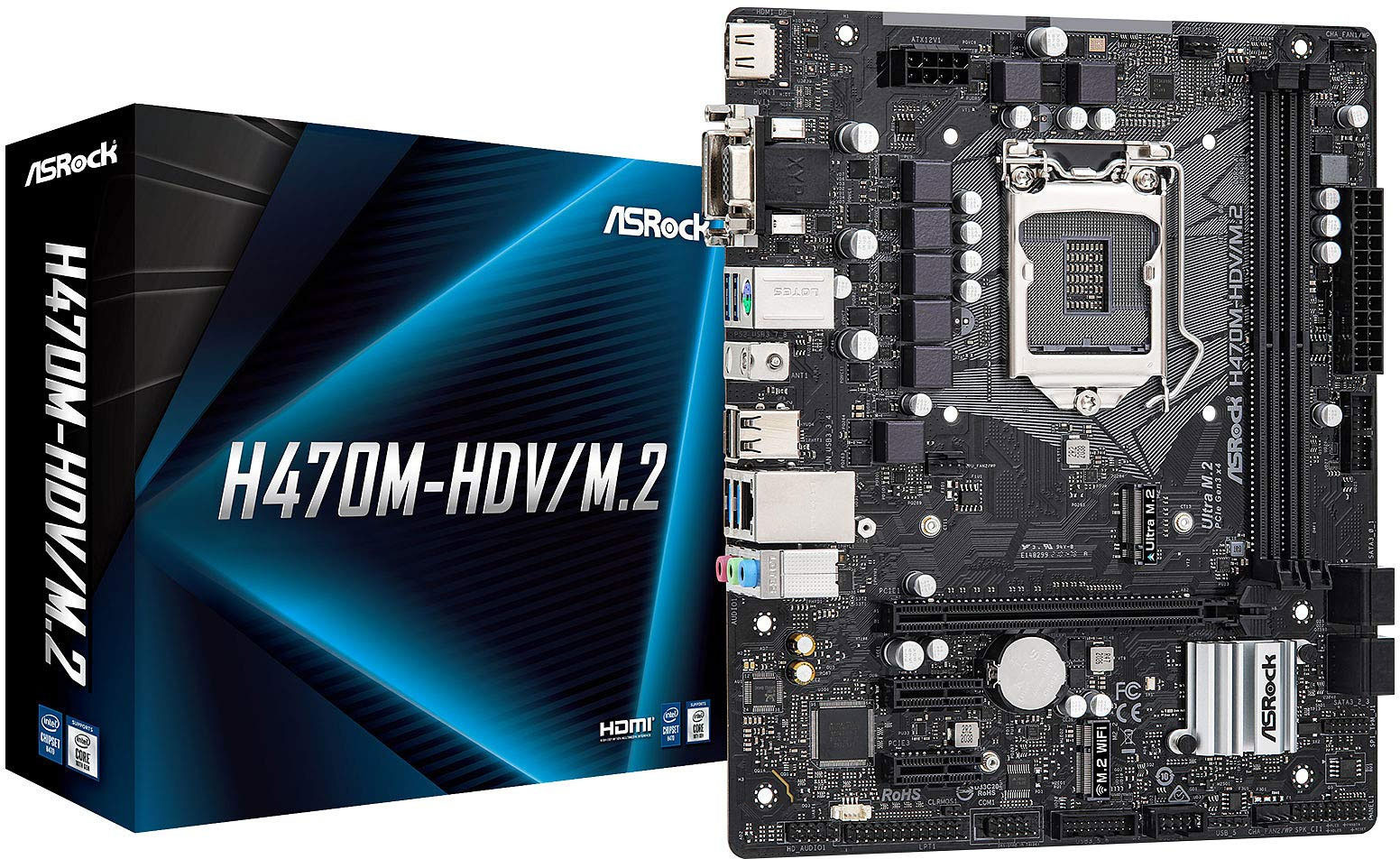 Asrock H470M-HDV/M.2 Intel H470 LGA 1200 Micro ATX DDR4 Motherboard