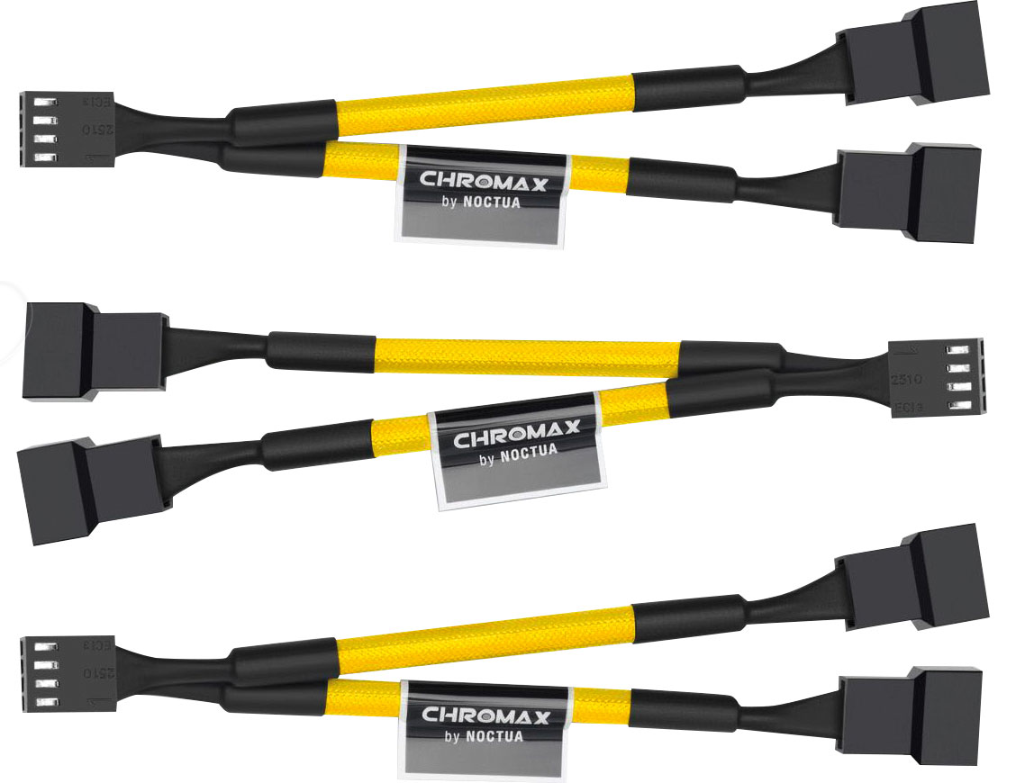 Noctua NA-SYC1 Chromax 4 Pin Y Cables - 3 Pack - Yellow