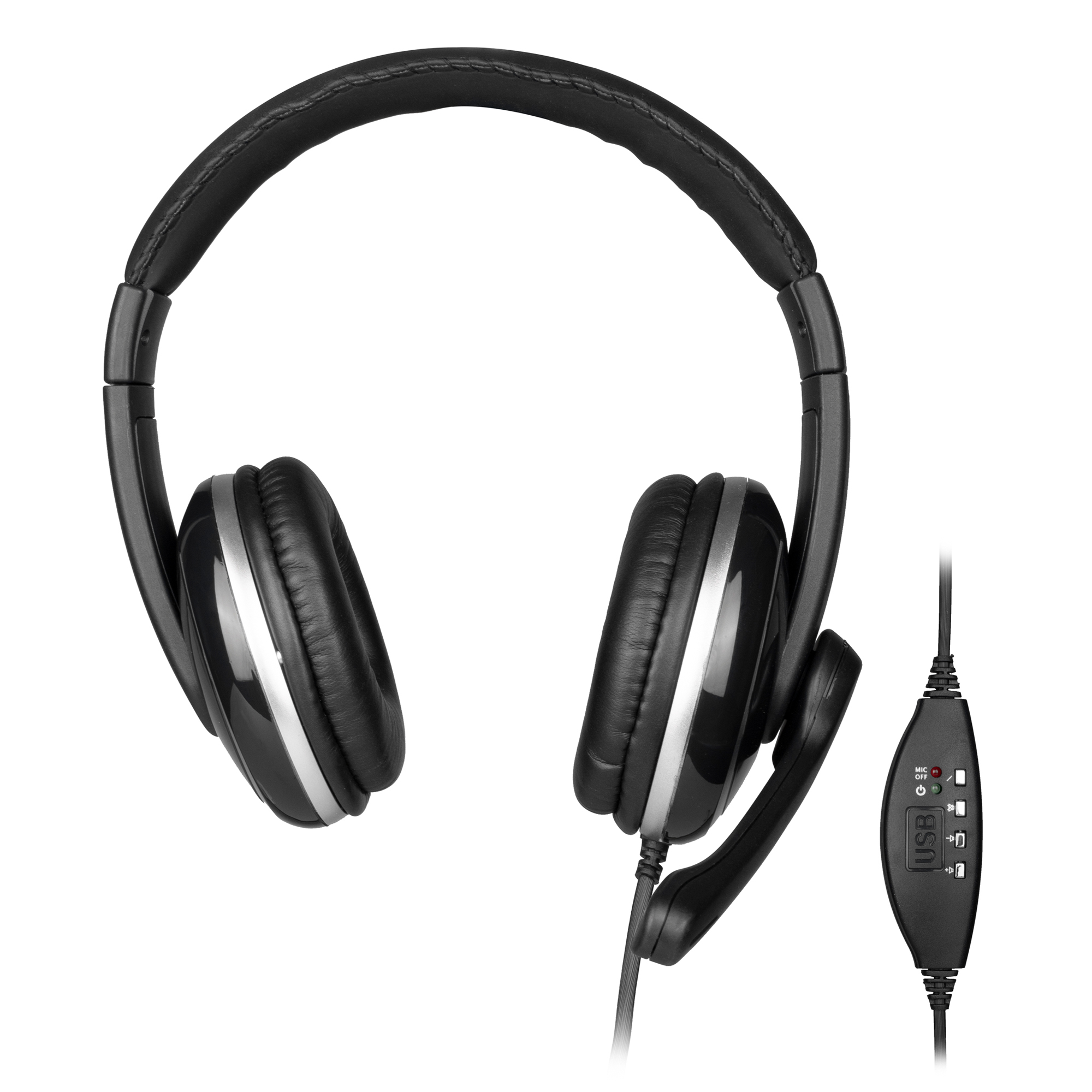 NGS USB Stereo Headphones with Microphone, Black