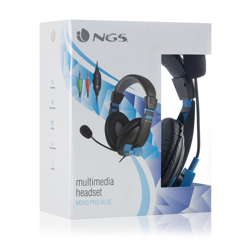 NGS MSX9 Pro Blue Gaming Stereo Headset Black Blue