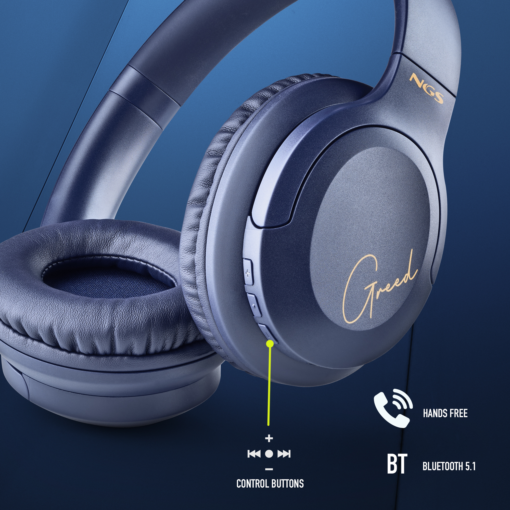 NGS Artica Greed Wireless BT Headphones Blue