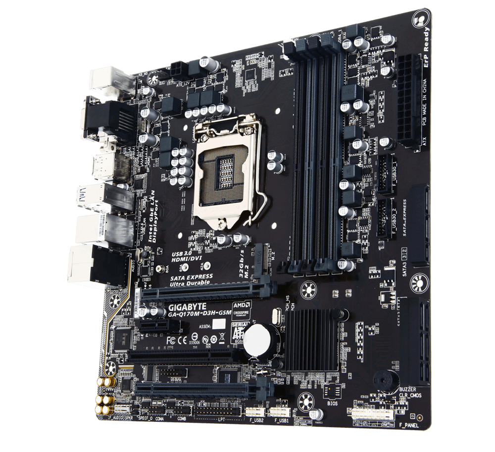 Gigabyte GA-Q170M-D3H-GSM PCI Express SATA Micro ATX Motherboard