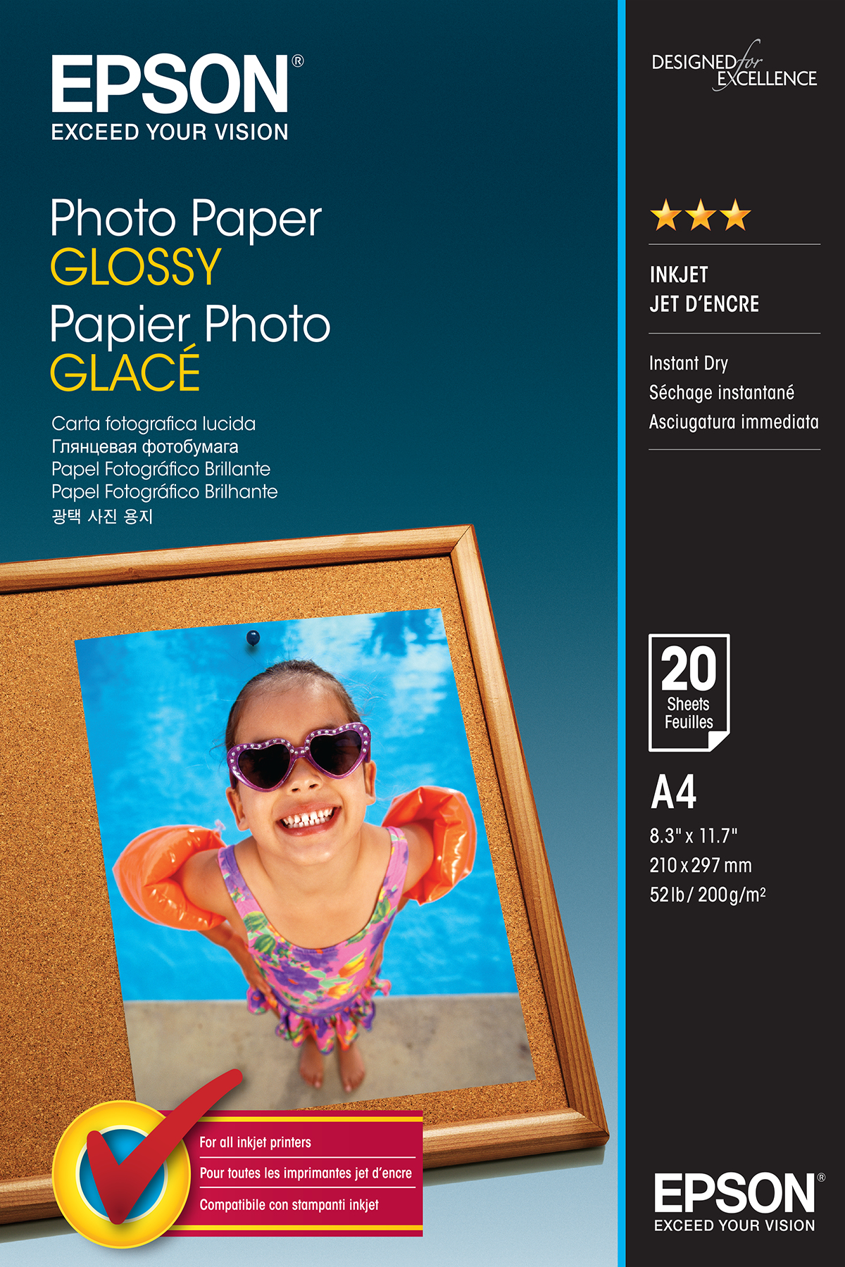 Epson Glossy A4 8.3x11.7 Photo Paper - 20 Sheets