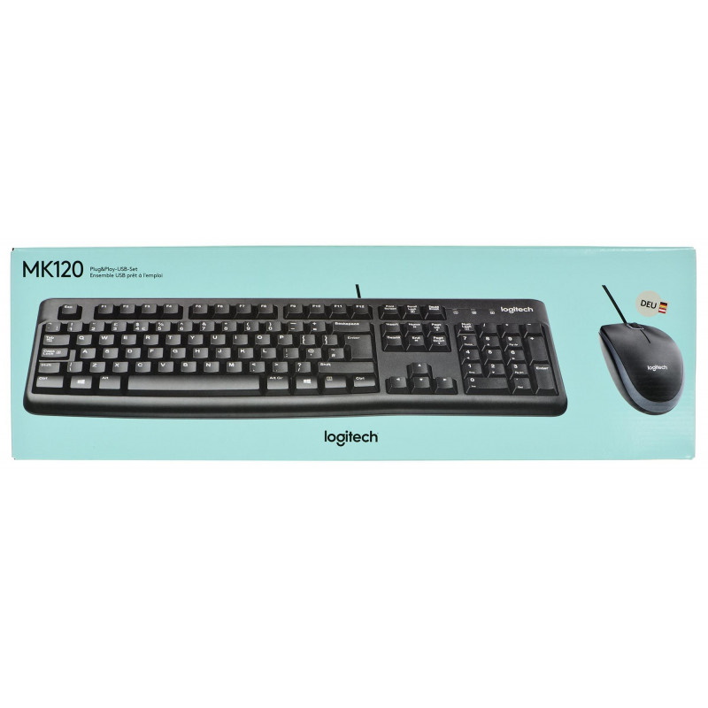 Logitech MK120 Corded Thin Profile USB QWERTY Desktop Keyboard and ...