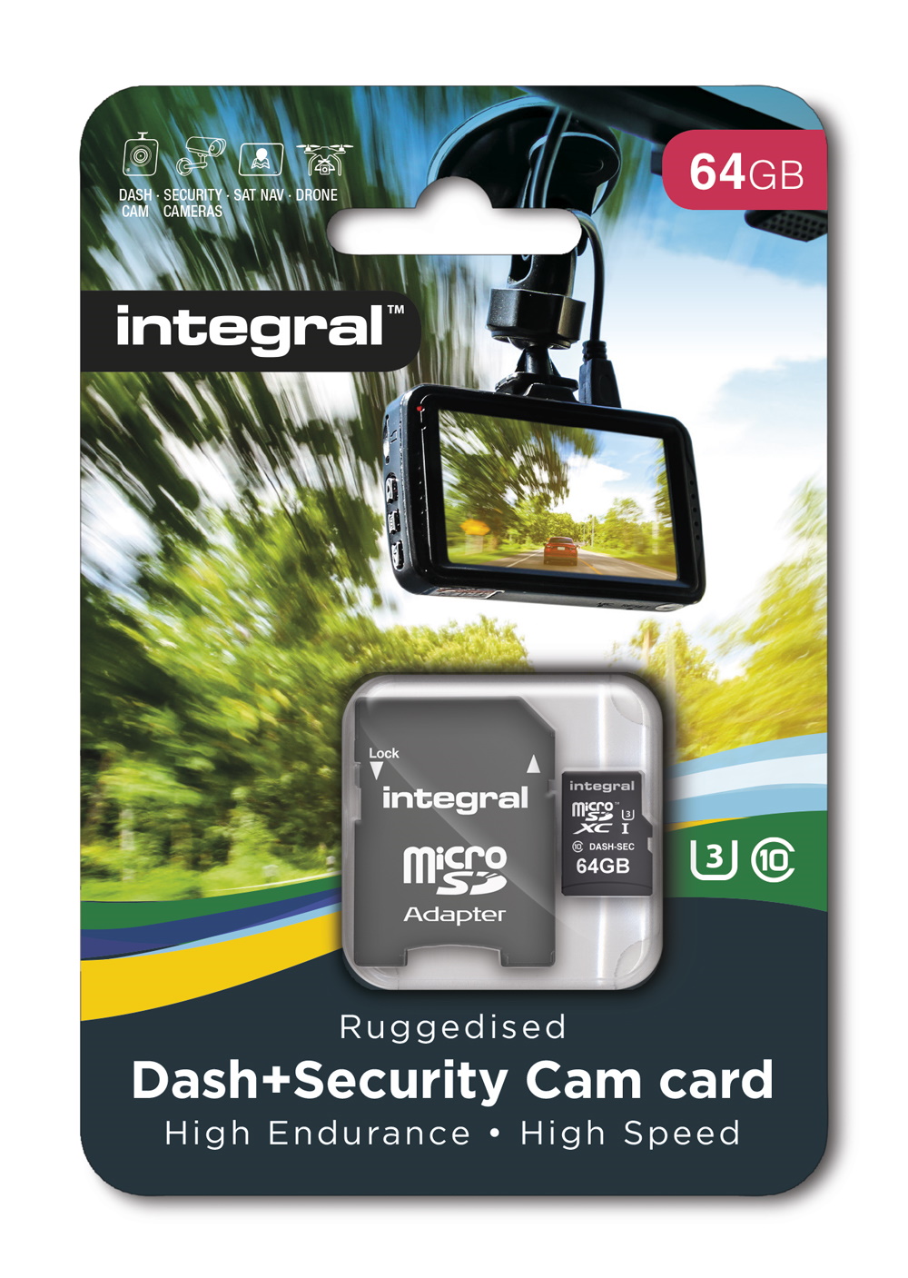 64gb Integral Microsd Dash Cam Security Cam Drone Memory Card 7029