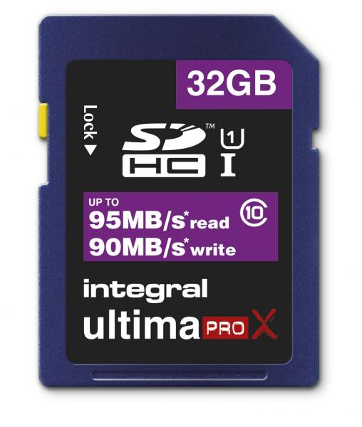 32GB Integral UltimaProX SDHC 95MB/sec CL10 UHS-1 high-Speed Memory Card