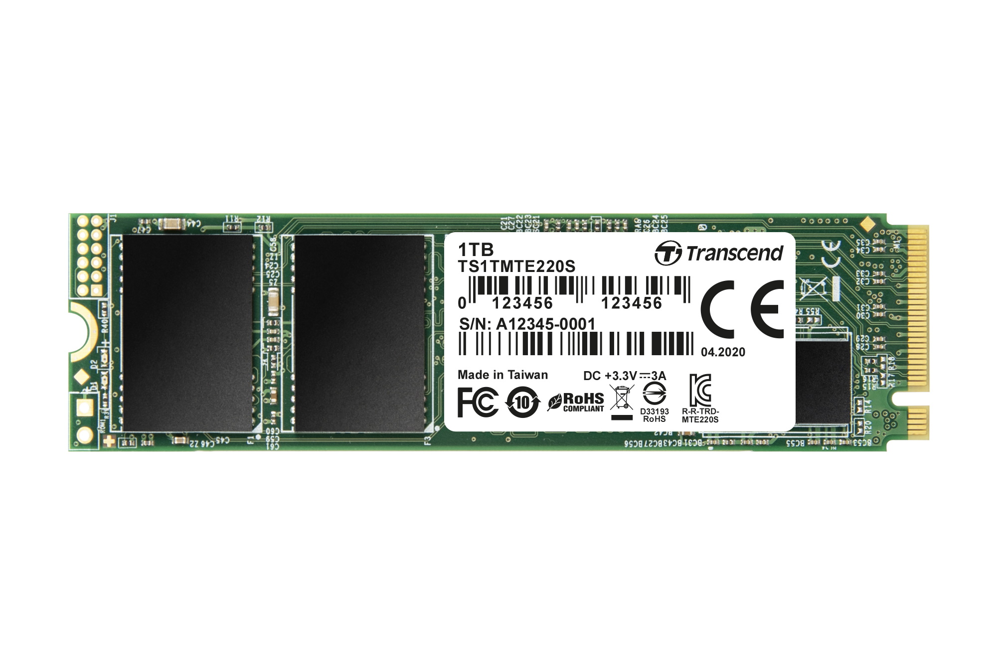 1TB PCIe Gen3x4 NVMe M.2 2280 TLC SSD